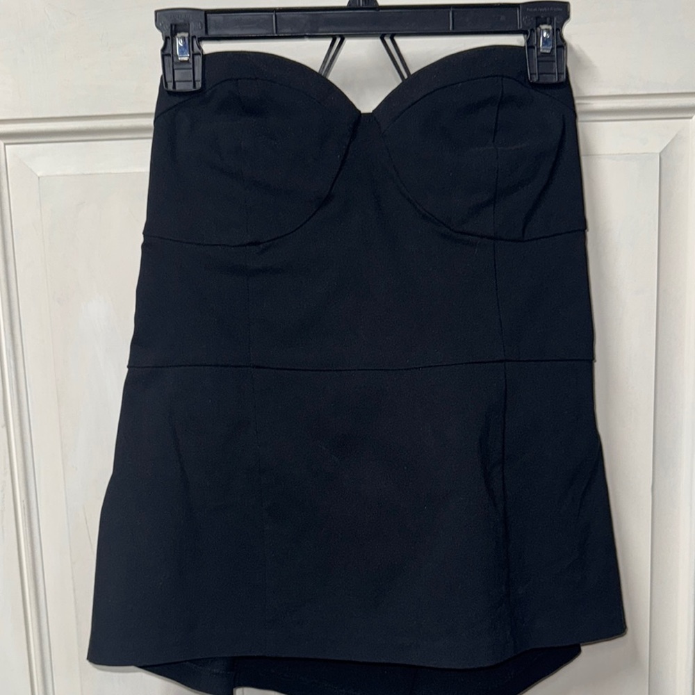 Black Sleeveless Bustier Peplum Blouse